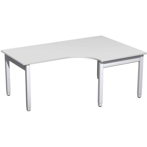 Eckschreibtisch, Eckteil 800 mm, rechts, einseitig verkürzt, 4-Fuß Quadrat Pro, höhenverstellbar, 680-800 x 1.600 x 1.200 mm (HxBxT), Dekor Ahorn