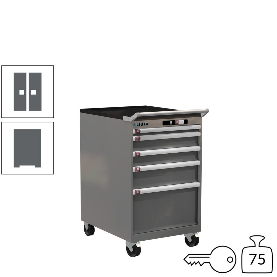 Lista Schubladenschrank - 14.374.010 - 990 x 564 x 725 mm (HxBxT) - 5 Schubladen - 75 kg - Key Lock - lichtblau (RAL 5012)