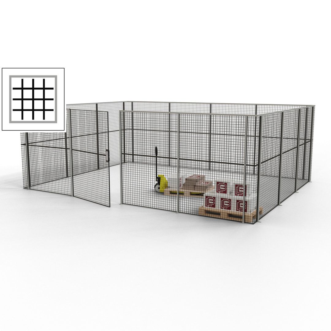 Maschinen Schutzgitter - Hallentrennwand - Sicherheitszaun - Tür - 21 m - 2.200 x 6.400 x 4.900 mm (HxBxT) - enzianblau