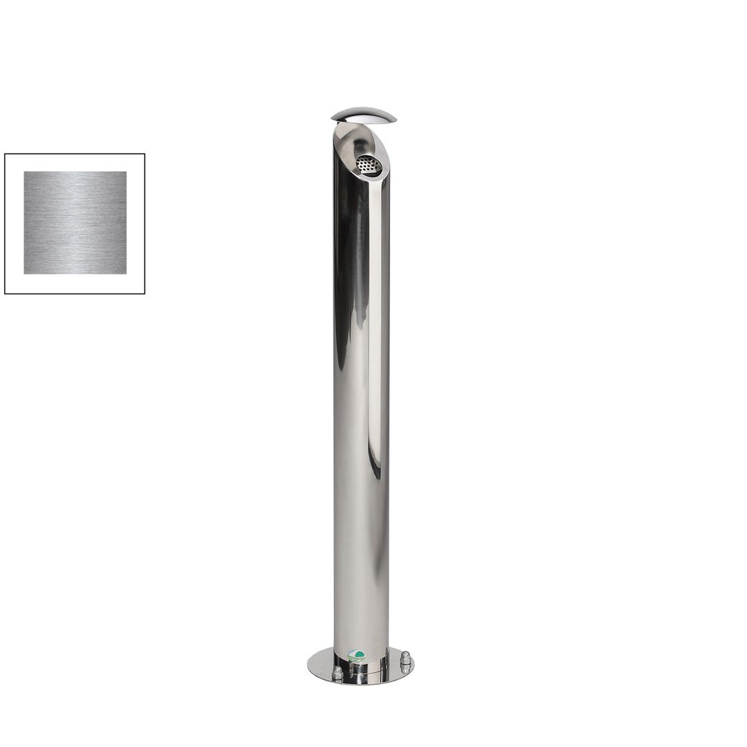 Aschersäule aus mattem Edelstahl - Volumen 4 l - 1.070 x 225 x 225 mm (HxBxT) - Bodenbefestigung