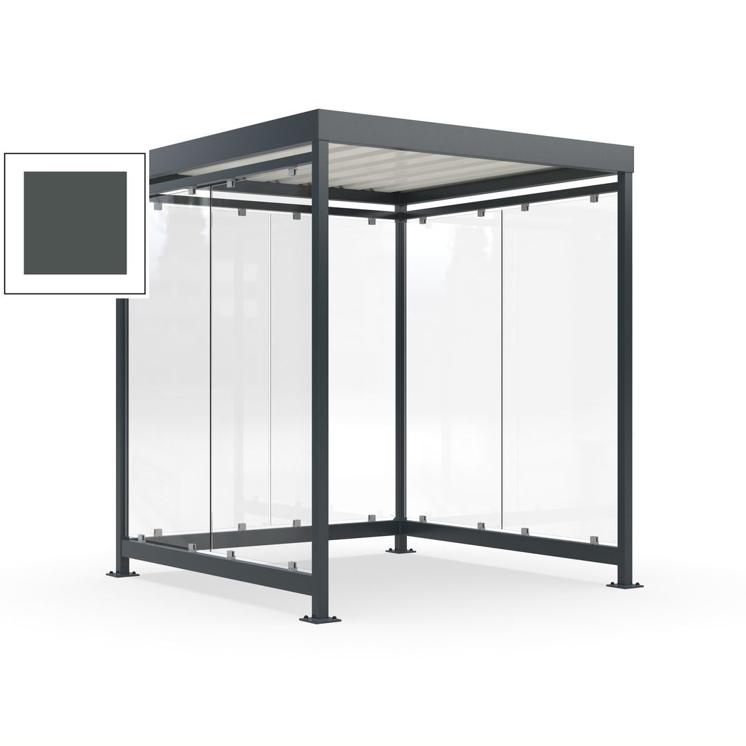 Raucherunterstand, Bushaltestelle, 6-7 Personen, 6 Wände, 2.510 x 2.165 x 2.165 mm (HxBxT), Achatgrau