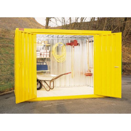 Lagercontainer, Baucontainer, Materialcontainer, Container, Gerätehaus, 2.150 x 5.080 x 2.170 mm (HxBxT), Holzfußboden, montiert, Farbe signalgelb