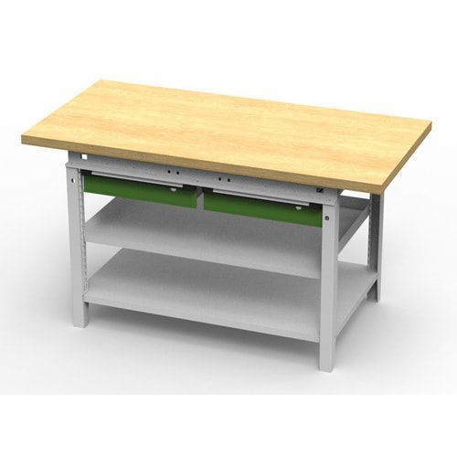 OTTOKIND Werkbank - bündige Arbeitsplatte - 850 x 1.150 x 750 mm (HxBxT) - 2 Schubladen - 2 Ablageböden - lichtgrau