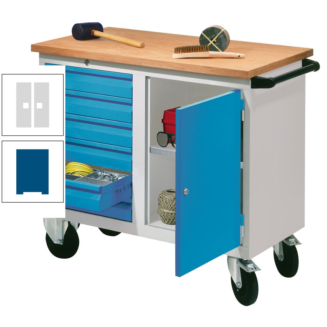 Mobile Werkbank - Werkstattwagen - 915 x 1.090 x 600 mm - 6 Schubladen und Schrankfach - anthrazitgrau