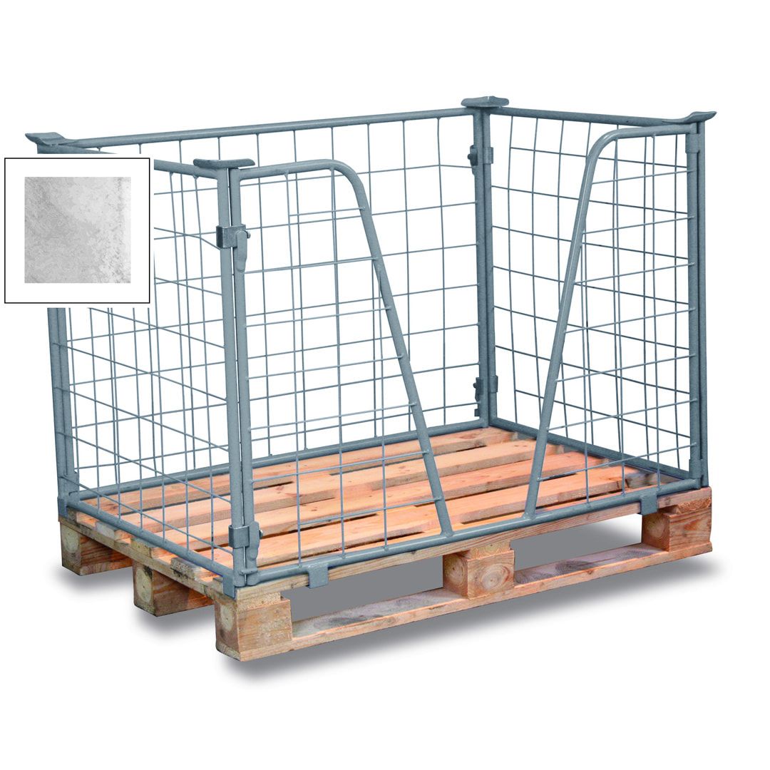 Palettenaufsatzrahmen für Industriepalette - 1.000 kg - Höhe 1.000 mm - 3-fach stapelbar - Gitter m. V-Ausschnitt - lichtblau