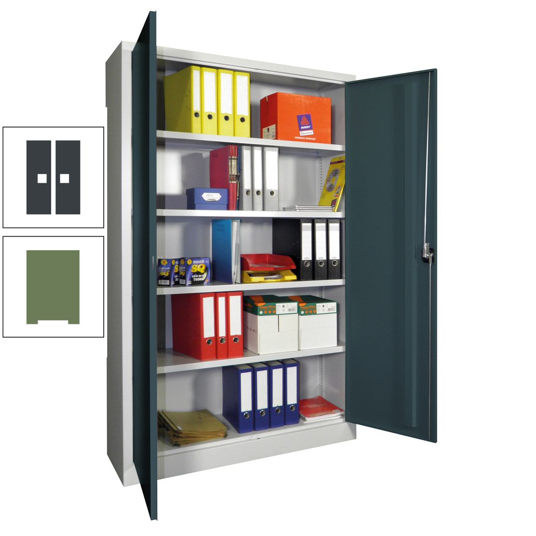 Aktenschrank - Vollblechtüren - 1.950x1.200x400 mm (HxBxT) - 4 Einlegeböden verzinkt - Zylinderschloss - anthrazitgrau