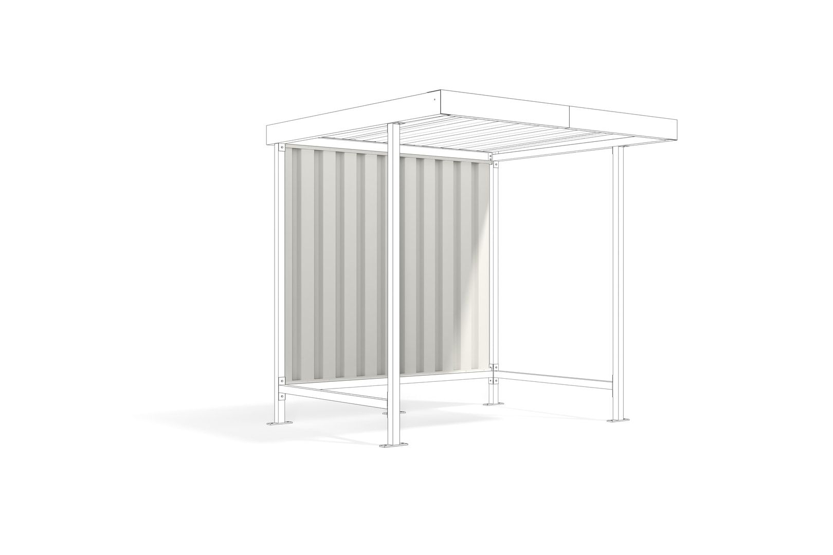 Rückwand - Unterstand - Überdachung - blickdicht- wetterfest - 1.880 x 2.250 mm (HxB) - grauweiß