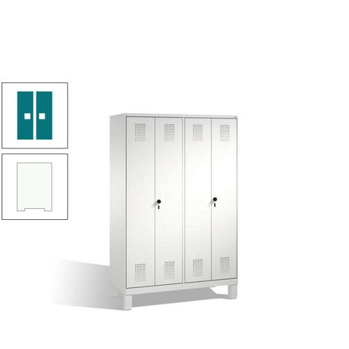 Doppel-Spind, Doppeltüren, Garderobenschrank mit Füßen, 4 Abteile a 300 mm, Korpus anthrazitgrau, Tür anthrazitgrau, 1.850 x 1.200 x 500 mm (HxBxT)