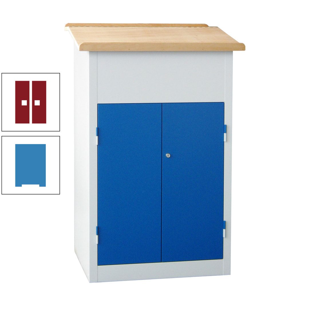 Stehpult mit Schrank - Vollblechtür - Zylinderschloss - 2 Böden - 1.200 x 700 x 600 mm (HxBxT) - anthrazitgrau