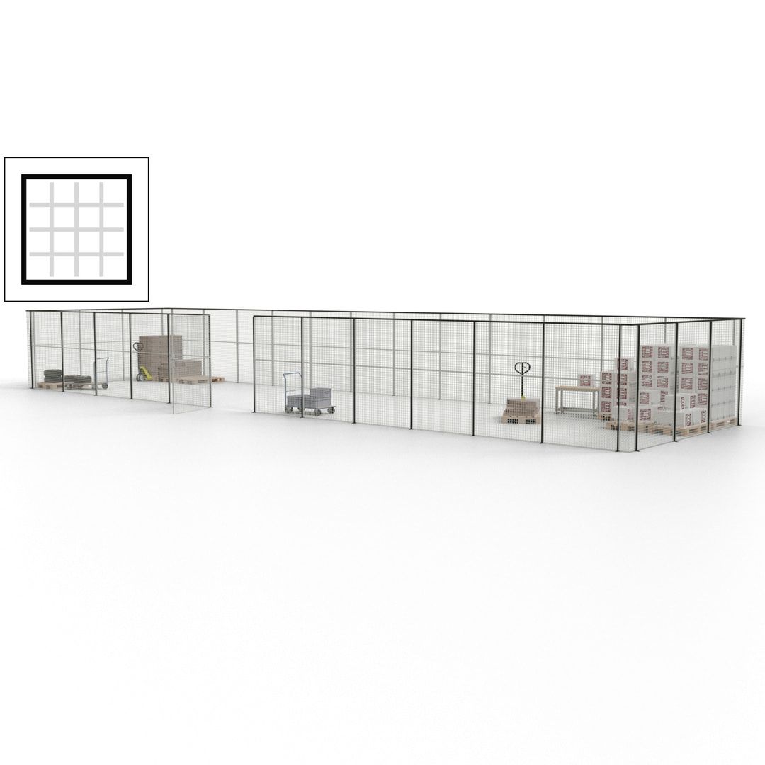 Maschinen Schutzgitter - Hallentrennwand - Sicherheitszaun - Tür - 45 m - 2.200 x 18.400 x 4.900 mm (HxBxT) - enzianblau
