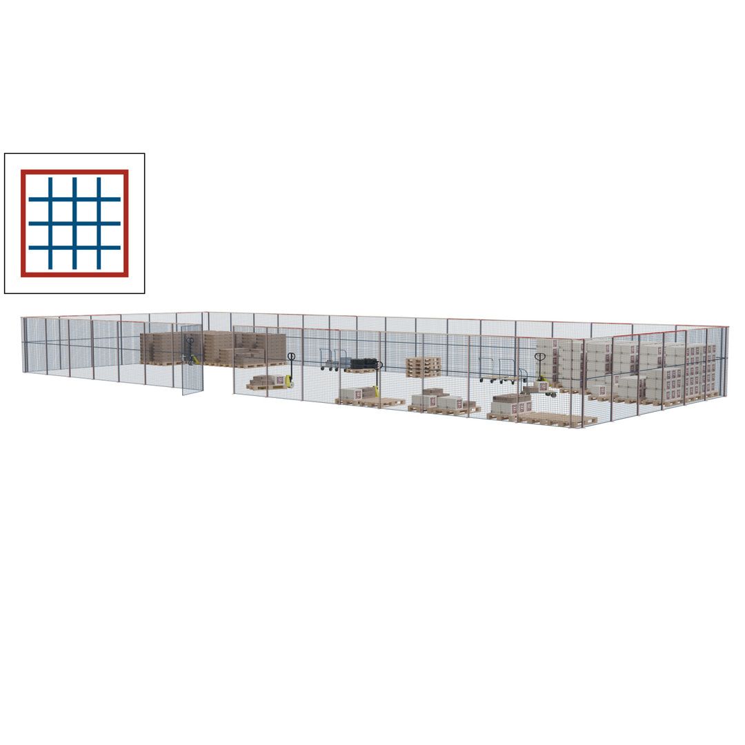 Maschinen Schutzgitter - Hallentrennwand - Sicherheitszaun - Tür - 66 m - 2.200 x 24.400 x 9.400 mm (HxBxT) - enzianblau