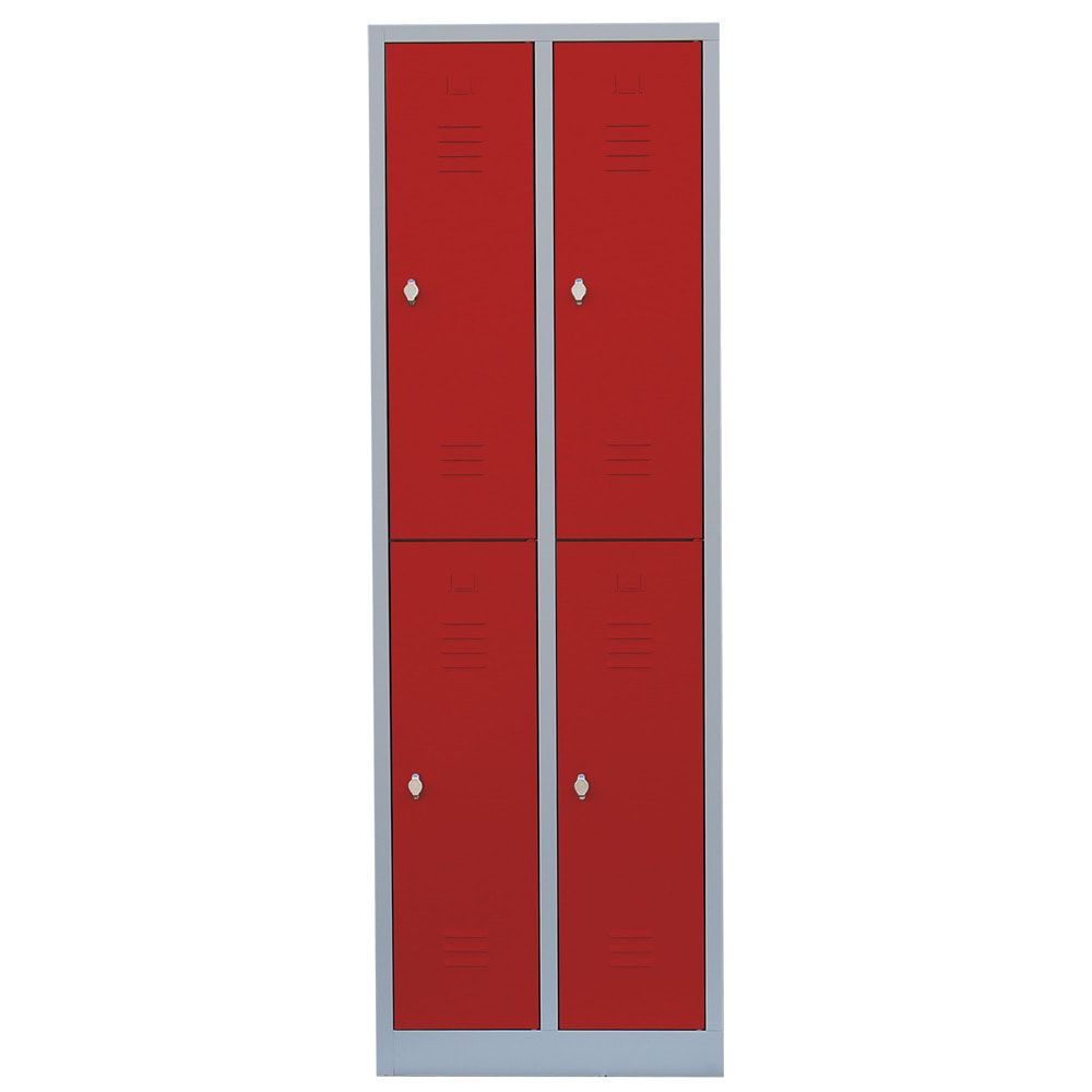 Garderobenschrank, Doppelstockspind, 2 Abteile, 4 Fächer, 1.950 x 600 x 500 mm (HxBxT), Stahl, Drehriegel, Korpus: lichtgrau, Front: anthrazitgrau