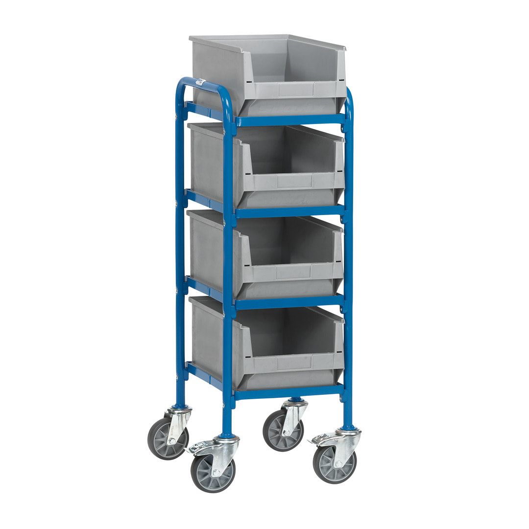 Fetra - Etagenwagen für 4 Sichtlagerkästen - 1.130 x 513 x 430 mm (HxBxT)