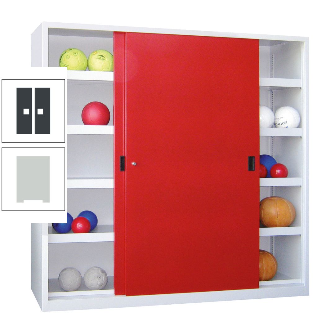 Ballschrank - Schiebetüren - Trennwand - 8 Böden - 1.950x1.500x600 mm (HxBxT) - anthrazitgrau