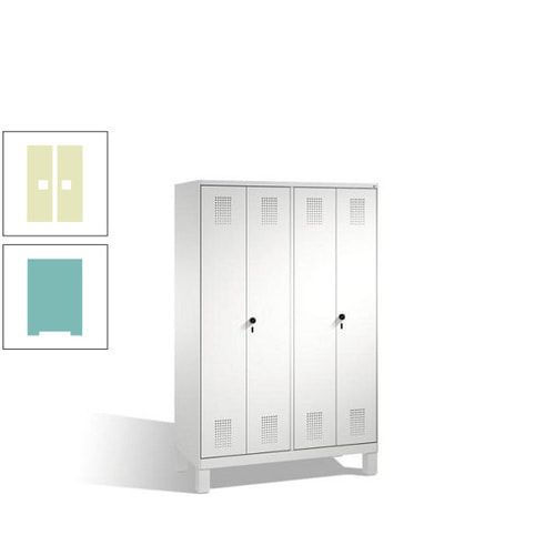 Doppel-Spind, Doppeltüren, Garderobenschrank mit Füßen, 4 Abteile a 300 mm, Korpus anthrazitgrau, Tür anthrazitgrau, 1.850 x 1.200 x 500 mm (HxBxT)