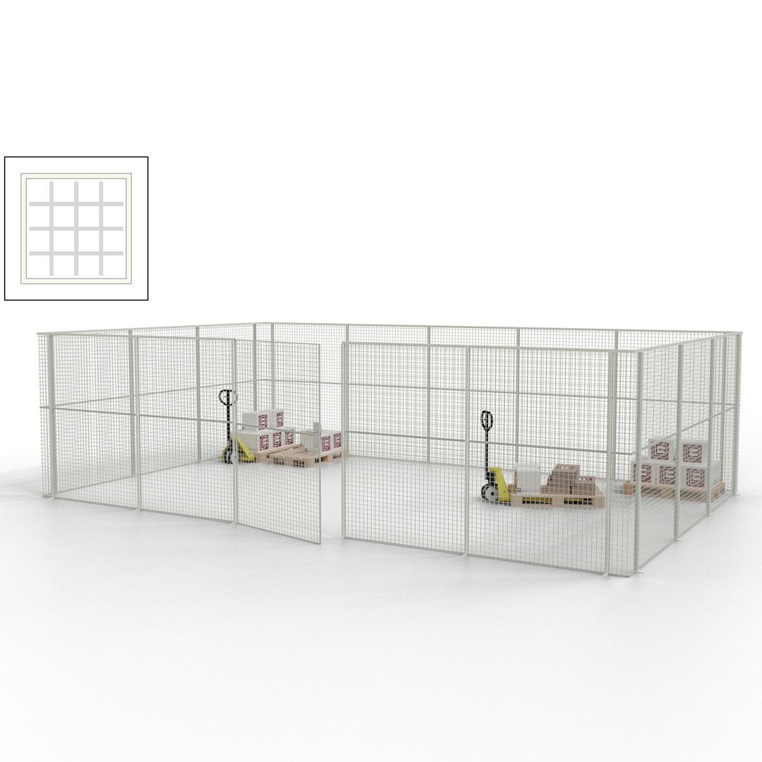 Maschinen Schutzgitter - Hallentrennwand - Sicherheitszaun - Tür - 22 m - 2.200 x 7.900 x 4.900 mm (HxBxT) - enzianblau