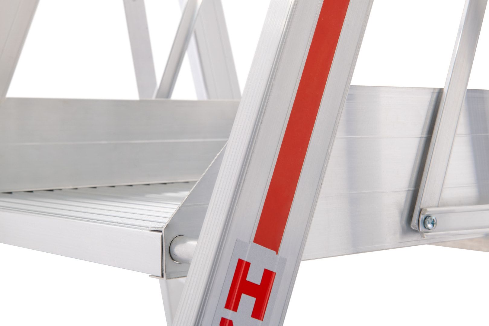 Plattformleiter mit kurzem Handlauf, Absturzsicherung, 2 Kipprollen, Rutschhemmung R11, Leiterlänge 1.610 mm, 2 Stufen, Traglast 150 kg, Hymer