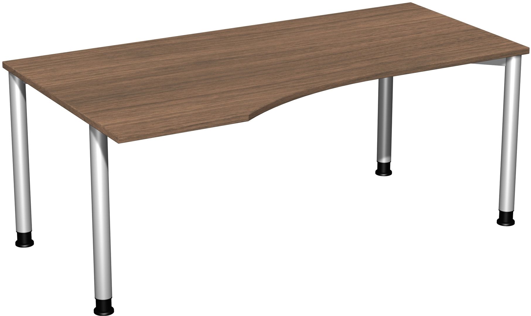 Eckschreibtisch mit einseitig verkürzten Füßen, 4-Fuß Flex, Ecke links, Höhe 680-800 mm, 1.600 x 1.000 mm (BxT), Gestell anthrazit, Ahorn