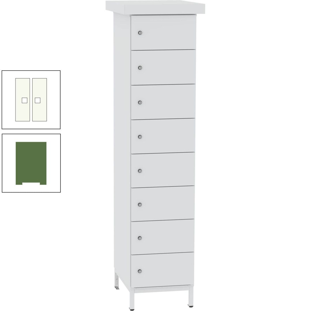 Akkuschrank, Batterieladeschrank, 8 Fächer, Schutzart IP54, Schuko, 1.855 x 400x 570 mm (HxBxT), Korpusfarbe anthrazitgrau, Frontfarbe anthrazitgrau