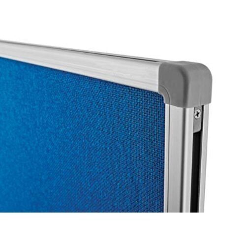 Raumteiler mit Sichtschutz, Stellwand, doppelseitiger Textilfilz in taubenblau, 1.800 x 1.250 x 350 mm (HxBxT), Aluminium