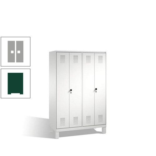 Doppel-Spind, Doppeltüren, Garderobenschrank mit Füßen, 4 Abteile a 300 mm, Korpus anthrazitgrau, Tür anthrazitgrau, 1.850 x 1.200 x 500 mm (HxBxT)