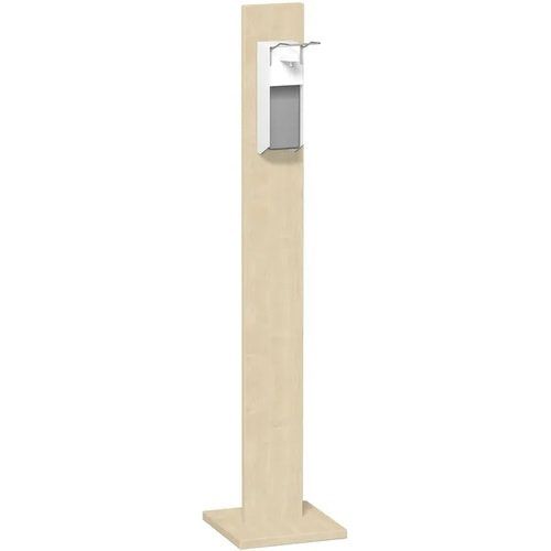 Hygienesäule, Desinfektionsmittelspender, 1l Tankvolumen, wiederbefüllbar, Ellenbogenhebel, Alugehäuse, 1.400 x 300 x 300 mm (HxBxT), Dekor Ahorn