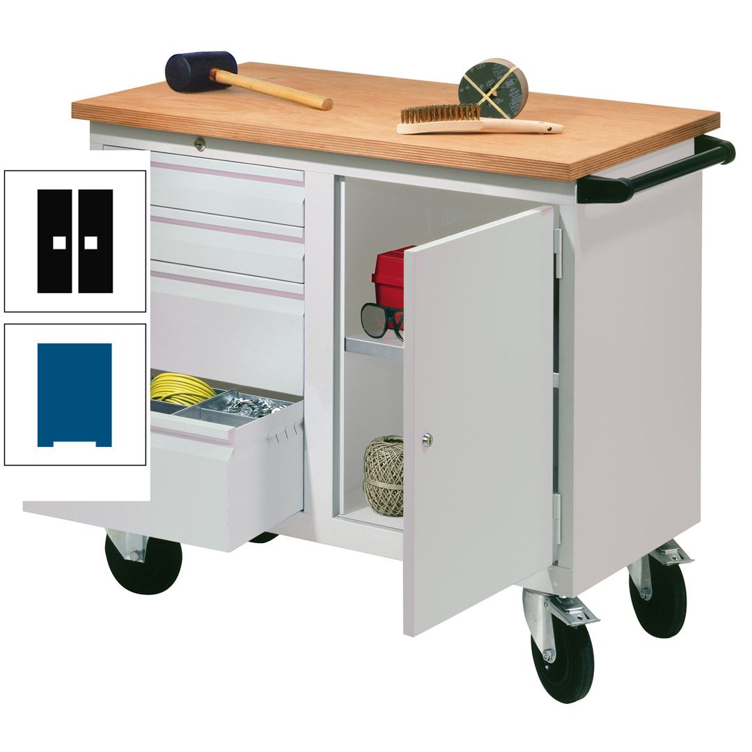 Mobile Werkbank - Werkstattwagen - 915 x 1.090 x 600 mm - 4 Schubladen und Schrankfach - anthrazitgrau