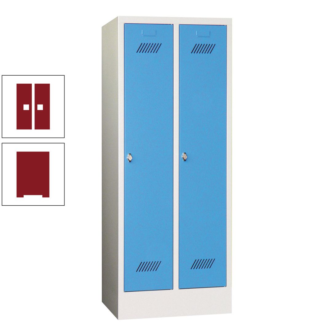 Spindschrank f. Schulen - mit Sockel - Höhe 1.600 mm - 2 Abteile a 300 mm - Drehriegel - anthrazitgrau