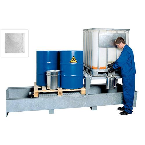 Auffangwanne für 3 IBC - 1 Abfüllbock - 1.000 l - 820 x 3.280 x 1.300 mm (HxBxT) - enzianblau