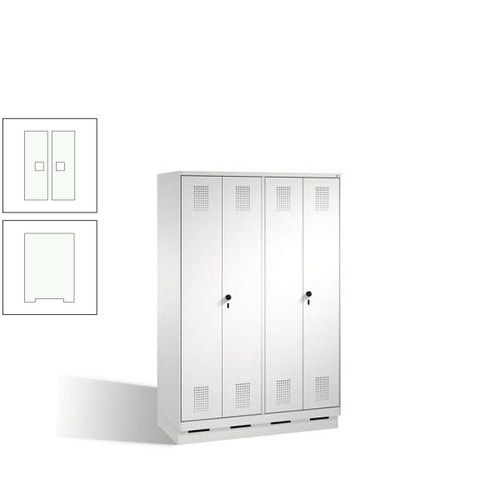 Doppel-Spind, Doppeltüren, Garderobenschrank mit Sockel, 4 Abteile a 300 mm, Korpus anthrazitgrau, Tür anthrazitgrau, 1.800 x 1.200 x 500 mm (HxBxT)