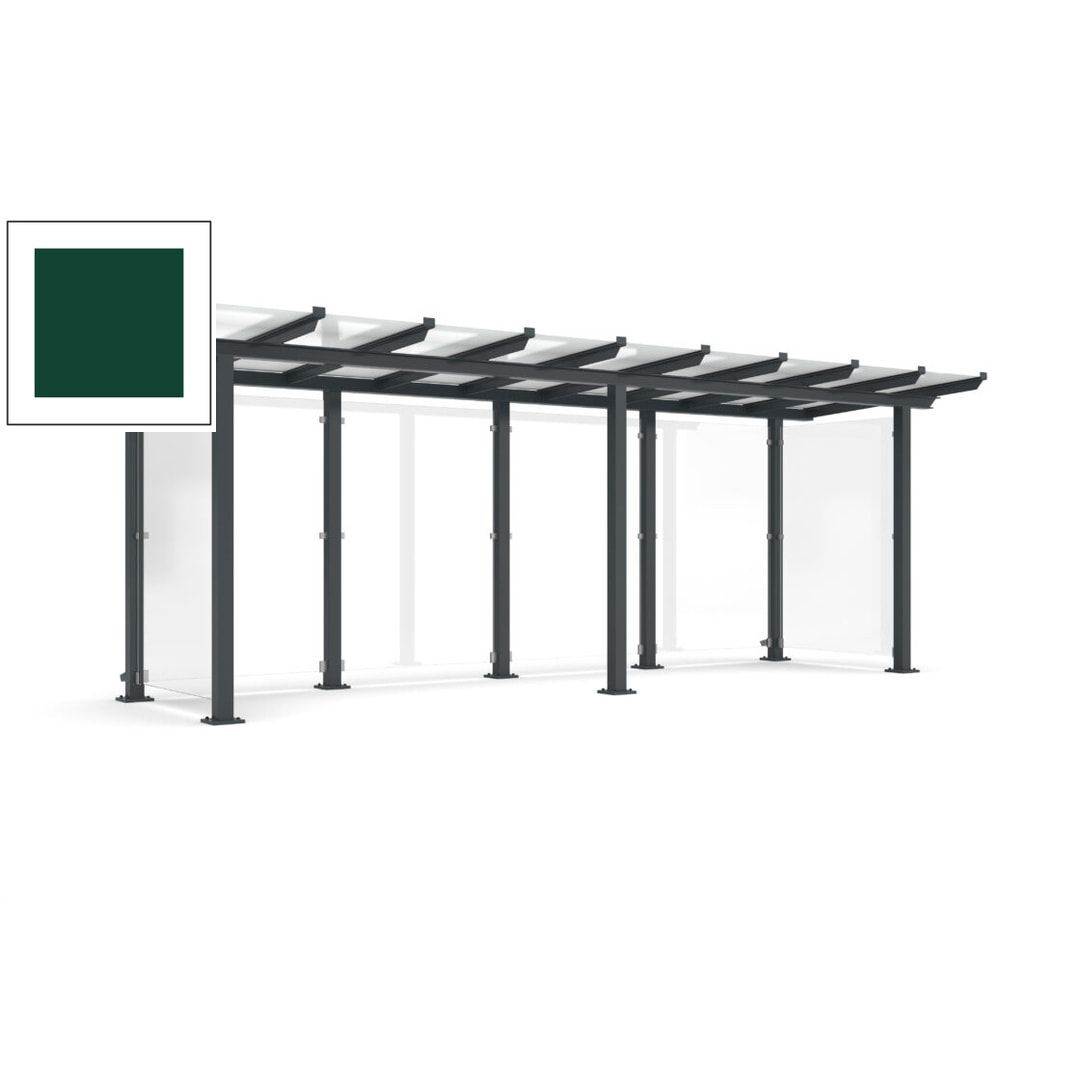Unterstand mit Pultdach und Sicherheitsglas - feuerverzinkt und farbbeschichtet - 2.435 x 6.850 x 2.090 (HxBxT) - Farbe Achatgrau