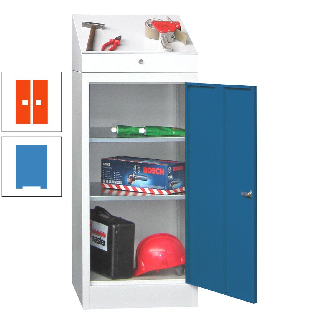 Stehpult mit Schrank - Vollblechtür - Zylinderschloss - 1.270x500x500 mm (HxBxT) - anthrazitgrau