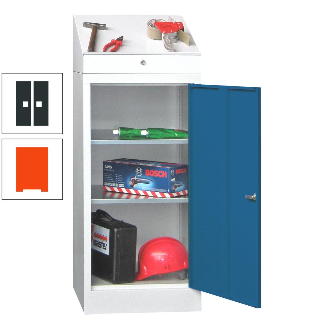 Stehpult mit Schrank - Vollblechtür - Zylinderschloss - 1.270x500x500 mm (HxBxT) - anthrazitgrau