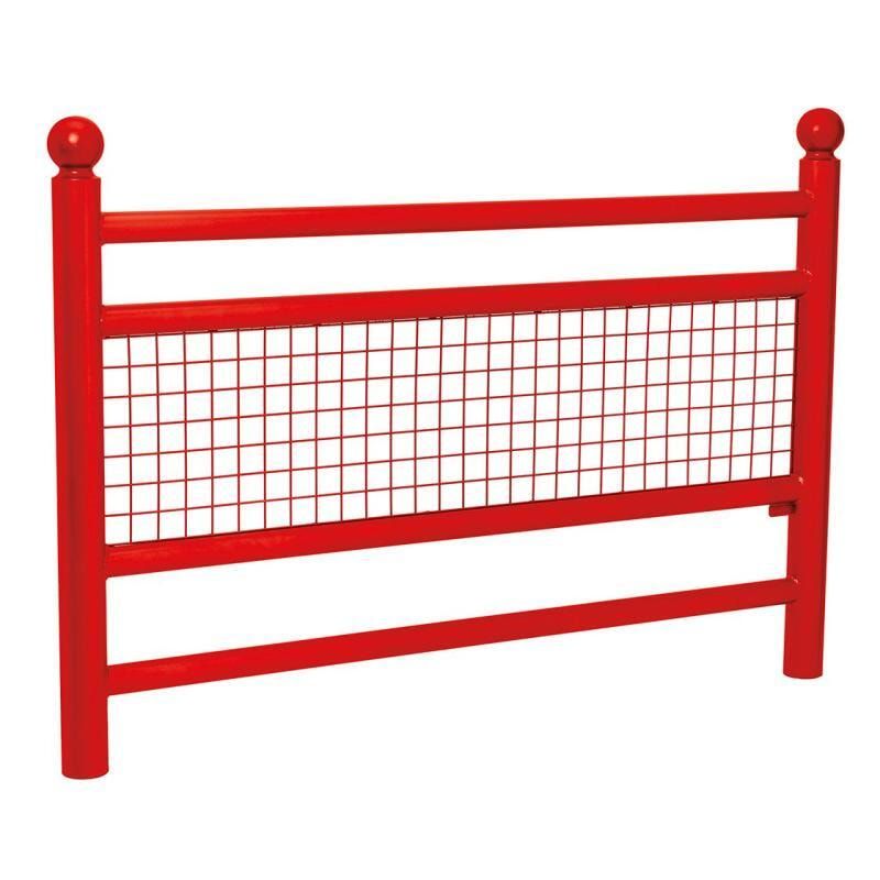 Geländer 2 Stahlrohre und Gitter - 1.000 x 1.572 mm - Pfosten mit Edelstahlkopf - Farbe enzianblau - Außengeländer Systemgeländer