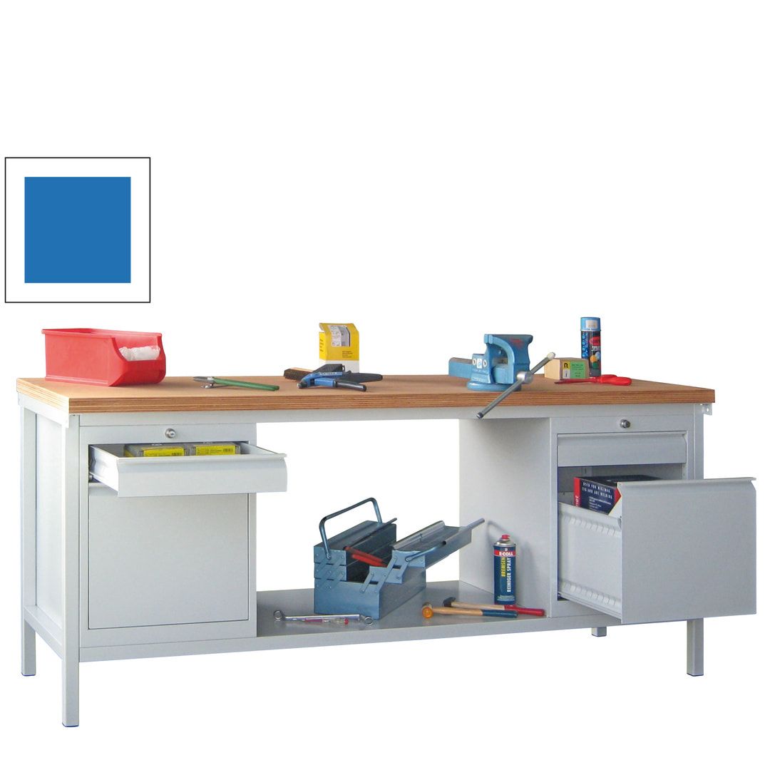 Werkbank mit Schubladenblöcken - 900 x 2.000 x 700 (HxBxT) - anthrazitgrau