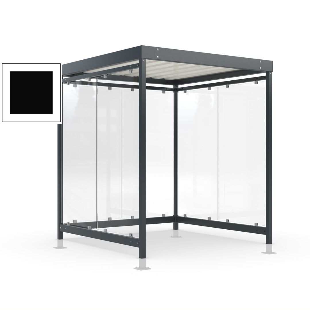 Raucherunterstand, Bushaltestelle, Bausatz, mit Überpflasterung, 6-7 Personen, 6 Wände, 2.440 x 2.165 x 2.165 mm (HxBxT), Achatgrau