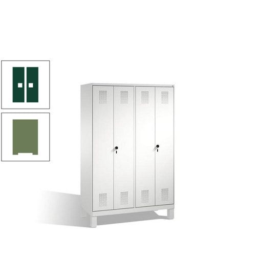 Doppel-Spind, Doppeltüren, Garderobenschrank mit Füßen, 4 Abteile a 300 mm, Korpus anthrazitgrau, Tür anthrazitgrau, 1.850 x 1.200 x 500 mm (HxBxT)