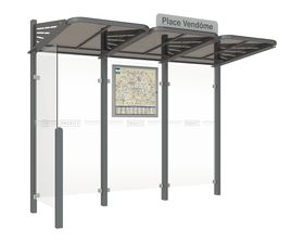Buswartehalle - Unterstand - modular - Fahrplankasten - Haltestellenschild - Seitenwand links- 2.200 x 3.000 x 1.500 mm (HxBxT) - Farbe wählbar