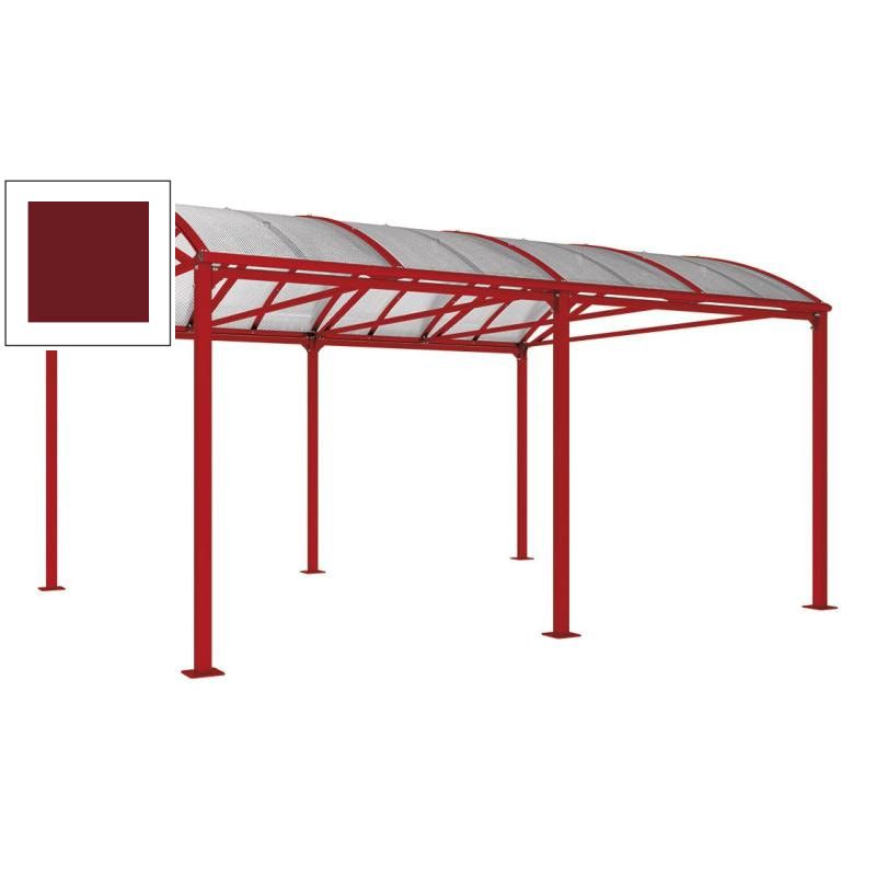 Fahrradunterstand, Fahrradüberdachung, Unterstand, Grundmodell, 10 Zweiräder, Regenrinne, 3.010 x 5.000 x 4.160 mm (HxBxT), Farbe enzianblau