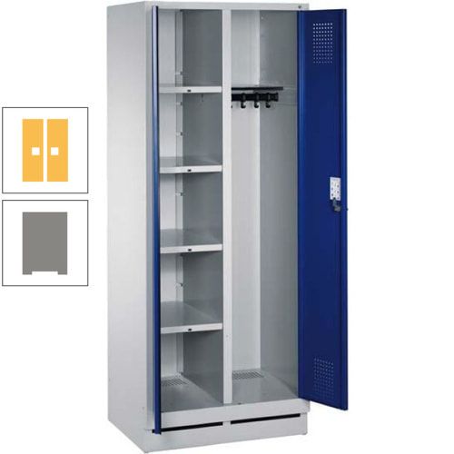 Mehrzweckschrank, Doppeltüren, Füße, 2 Abteile a 300 mm, Korpus anthrazitgrau, Tür anthrazitgrau, 1.800 x 600 x 500 mm (HxBxT)