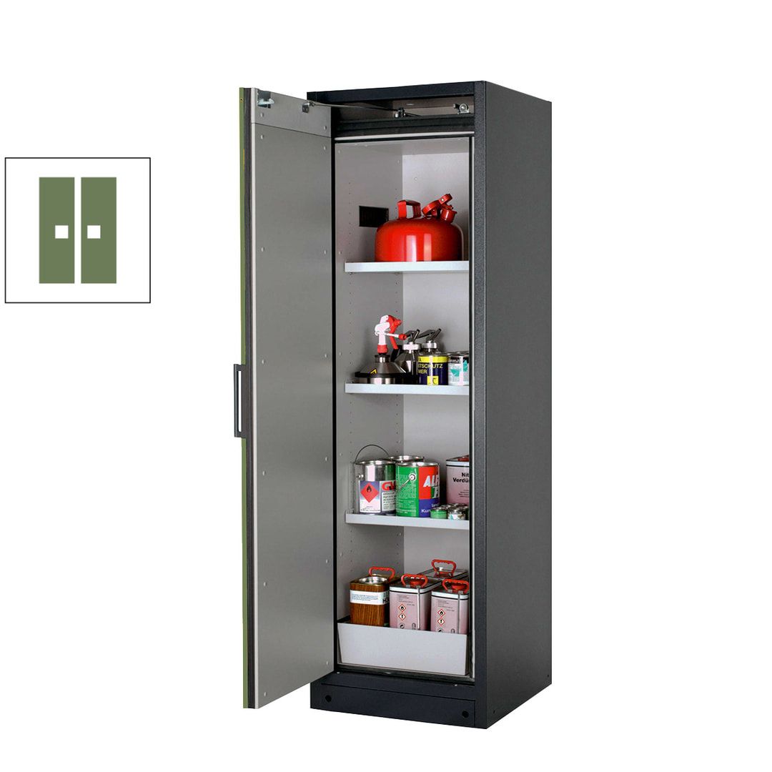 Gefahrstoffschrank - 1.953x599x615 mm - 2 Fachböden - Edelstahl-Einrichtung - Türanschlag Links - Front enzianblau
