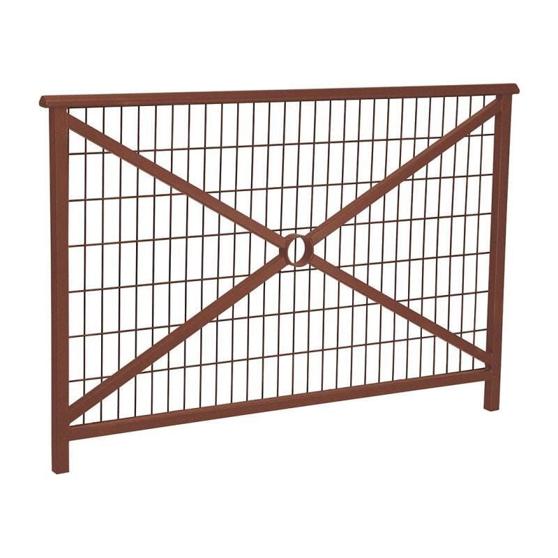 Geländer Kreuz und Gitter - 1.000 x 1.500 mm - abgerundeter Handlauf - Farbe enzianblau - Außengeländer Systemgeländer