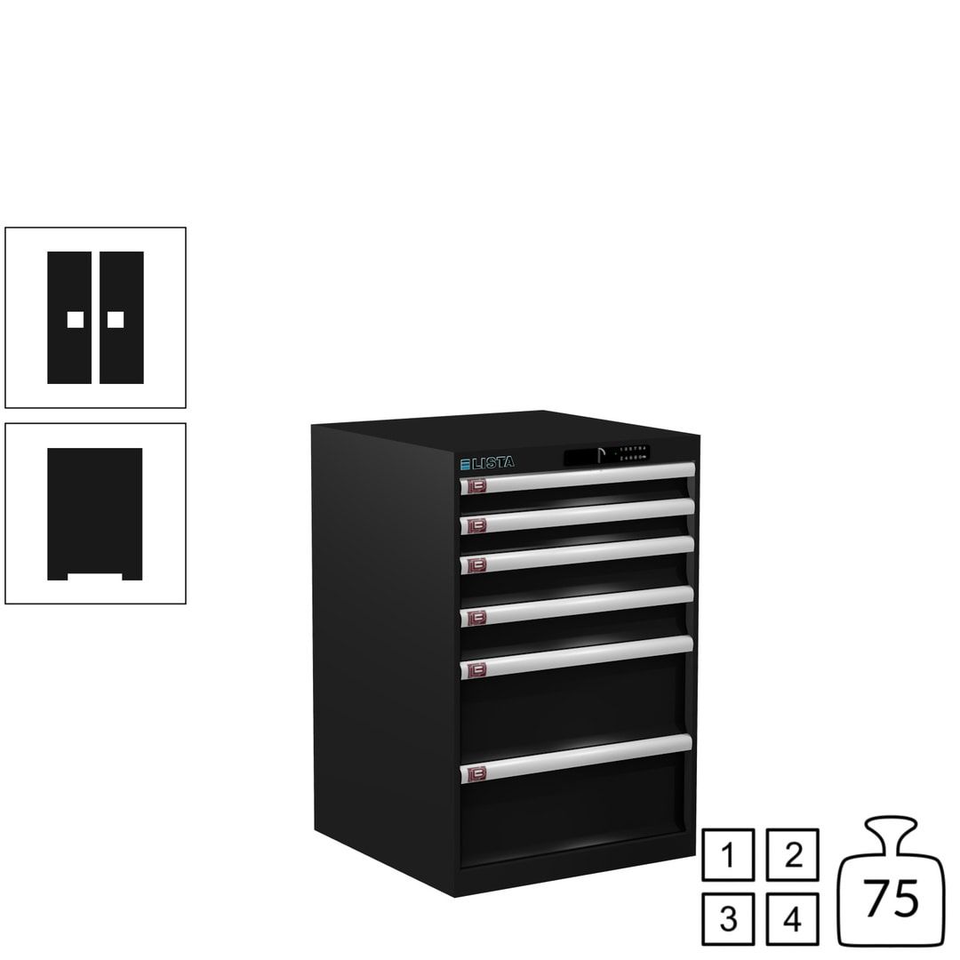 Lista Schubladenschrank - 14.258.010 - 850x564x572 mm (HxBxT) - 6 Schubladen - 75 kg - Key Lock - lichtblau (RAL 5012)