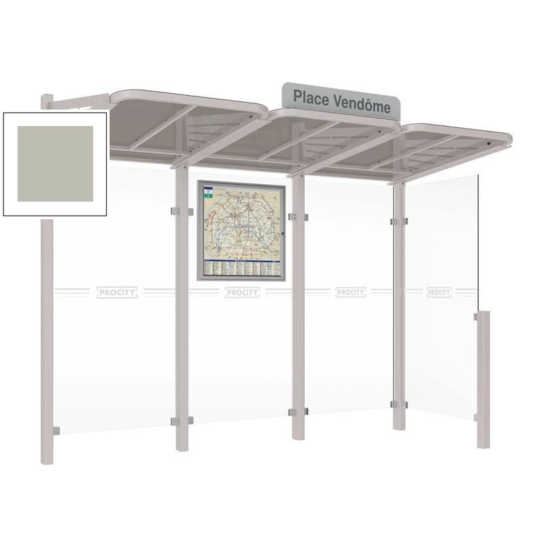 Buswartehalle - Unterstand - modular - Fahrplankasten - Haltestellenschild - Seitenwand rechts - 2.200 x 3.000 x 1.500 mm (HxBxT) - enzianblau