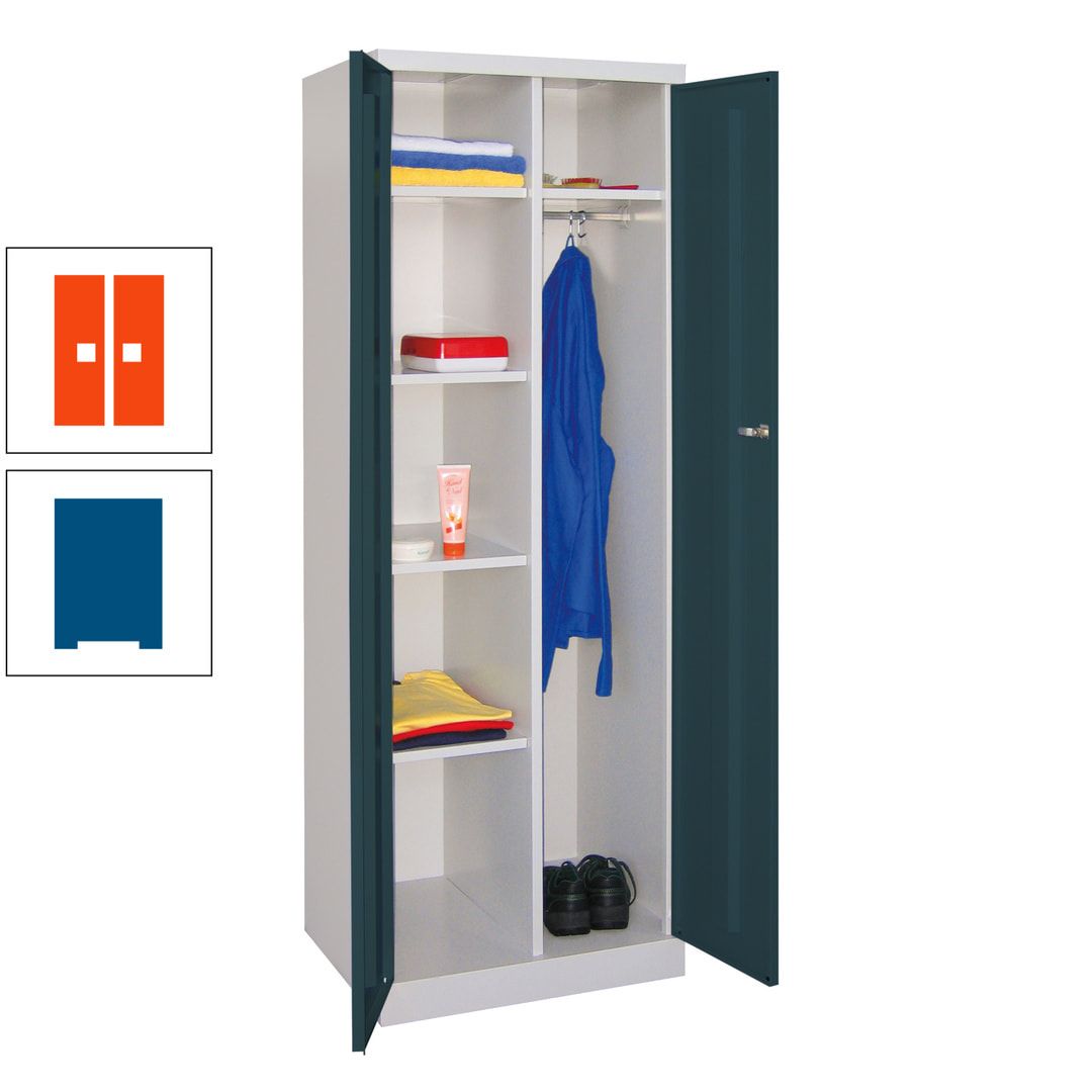 Kleiderschrank mit Sockel - Spind - 1 Abteil mit Trennwand - 1.800x600x500 mm (HxBxT) - Zylinderschloss - anthrazitgrau