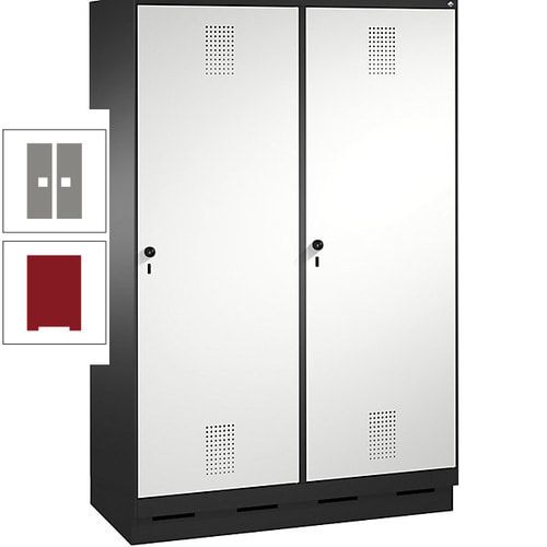 Doppel-Spind, Garderobenschrank, 2 Türen für 4 Abteile a 300 mm, Korpus anthrazitgrau, Türen anthrazitgrau, 1.800 x 1.200 x 500 mm (HxBxT)