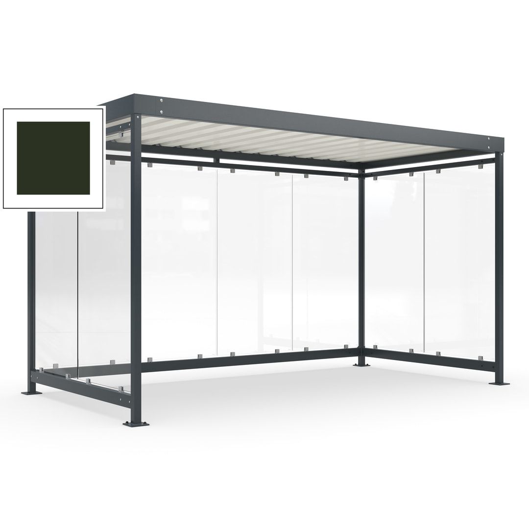 Fahrradunterstand, Fahrgastunterstand, Bushaltestelle, Bausatz, 12-13 Personen, 2.510 x 4.195 x 2.165 mm (HxBxT), 8 Wände, Achatgrau