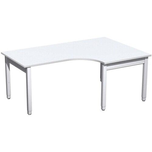 Eckschreibtisch, Eckteil 800 mm, rechts, einseitig verkürzt, 4-Fuß Quadrat Pro, höhenverstellbar, 680-800 x 1.600 x 1.200 mm (HxBxT), Dekor Ahorn