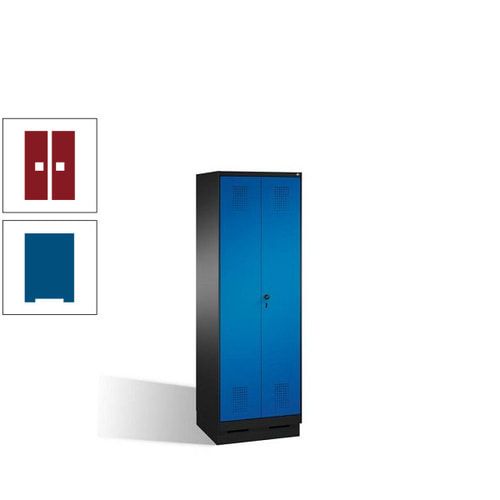 Doppel-Spind, Doppeltüren, Garderobenschrank mit Sockel, 2 Abteile a 300 mm, Korpus anthrazitgrau, Tür anthrazitgrau, 1.800 x 600 x 500 mm (HxBxT)