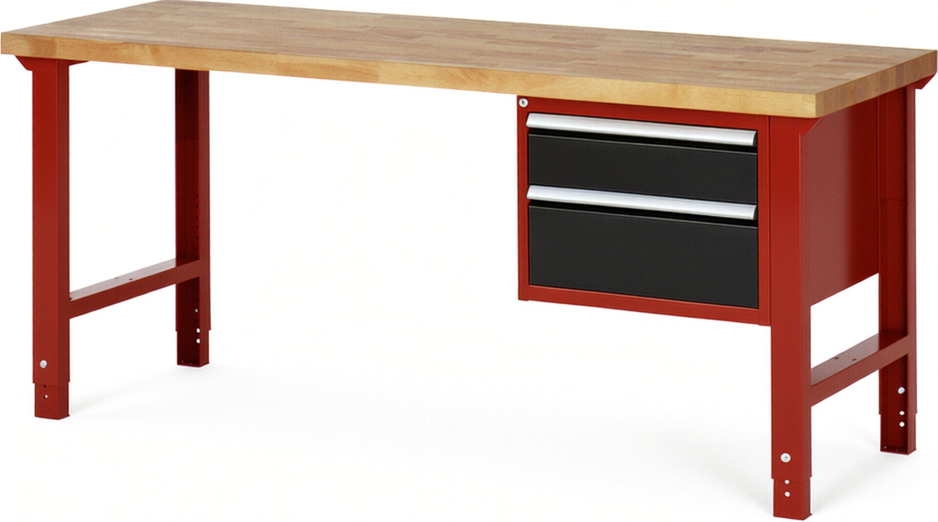Werkbank - 2 Schubladen - Teilauszug - 150:1 / 210:1 - Höhe 790-1.140 mm - 2.000 x 700 mm (BxT) - 750 kg - Buche - Anthrazitgrau